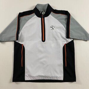 NWOT FootJoy Windshirt Mens Medium White Gray Black Half 1/2 Zip Pullover Golf